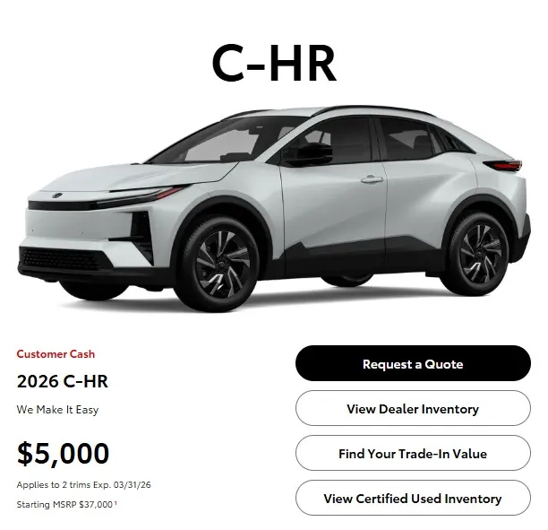 Toyota Rolls Out Aggressive Incentives for 2026 EV Lineup Amidst Market Competition