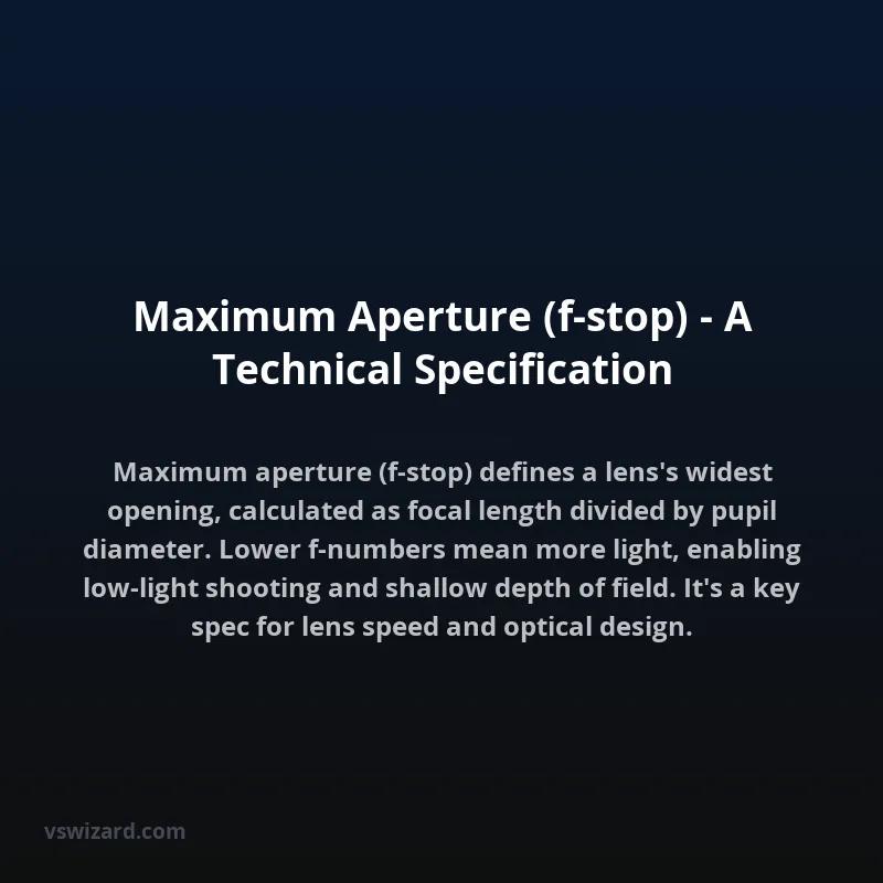 Maximum Aperture (f-stop) - A Technical Specification
