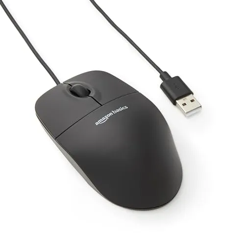 Image Amazon Basics 3-Button USB Mouse Black