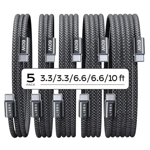 Image LISEN USB C to USB C Cable 5-Pack 60W