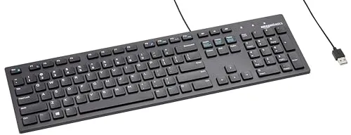 Image Amazon Basics Wired QWERTY Keyboard Full-Sized Black