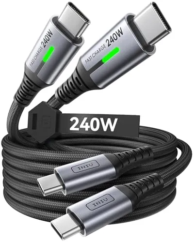 Image INIU 240W USB C to C Braided Cable Black 6.6ft