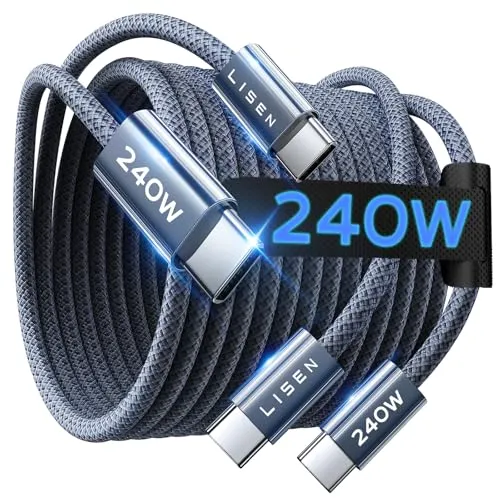 Image LISEN USB C to USB C Cable 240W 6.6FT 2-Pack