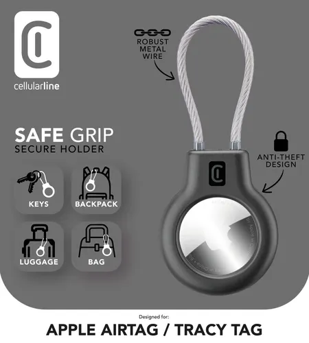 Compare Cellularline Safe Grip Ultra-Rugged Hard Case for AirTag/Tracy Tag with Metal Cable & Security Key with iDeal of Sweden Silicone AirTag Holder, White
