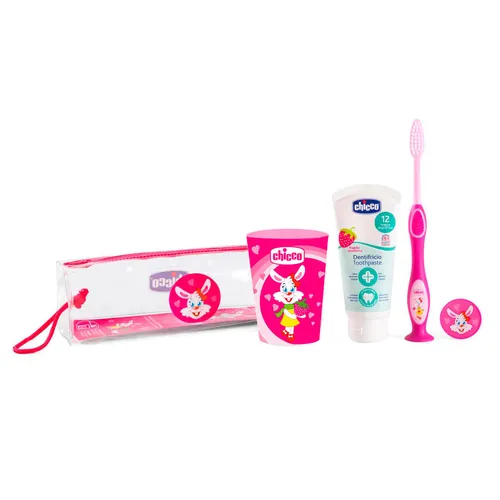Image Chicco Children's Manual Toothbrush Set, Pink 8058664121212