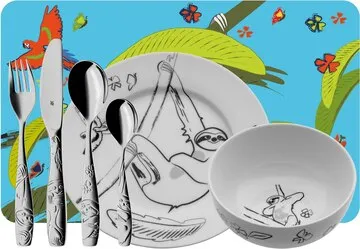 Image WMF 12.8606.9964 toddler cutlery Toddler cutlery set Multicolour, Stainless steel Porcelain, Stainless steel