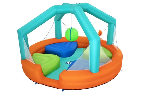 Compare Bestway H2OGO! Dodge & Drench Inflatable Water Park 4.5m x 4.5m x 2.68m with Bestway H2OGO!® Splash Course™ Kids Inflatable Mega Water Park 2.65m
