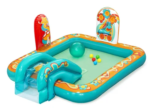 Compare Bestway H2OGO! Triple Water Slide with Tsunami Splash Ramp 4.88m with Bestway Retro Groove Kids Inflatable Water Play Center with Pool 1.93m x 1.52m x 74cm