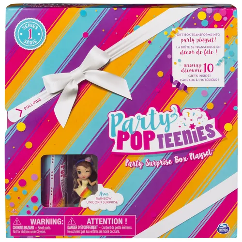 Image Party Popteenies Rainbow Unicorn Surprise Box Playset with Mini Doll & Confetti