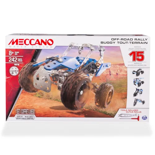 Compare Meccano Erector 3 ft Tower Crane Building Kit with Meccano Off-Road Rally 15-in-1 Building Set, 242 Pieces