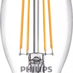 Philips LED Filament Candle Bulb Clear B35 E14 (40W Equivalent) - Pack of 6