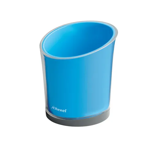 Compare Rexel JOY Pen Holder, Blissful Blue with Zenith 820 Metal Pen/Pencil Holder, Nickel Blue Silver