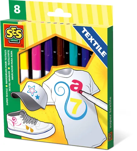 Image SES Creative Children's 8-Color Super Textile Marker Set