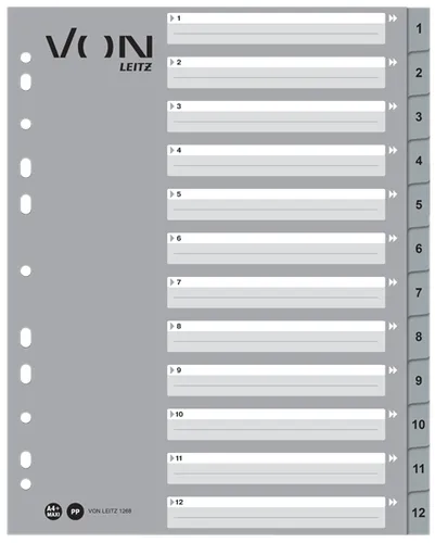 Compare Esselte Colour'Breeze A4 Index Dividers 10 Tabs with Leitz VON 12680085 Index Dividers