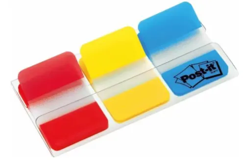 Compare 3M 7000042777 Adhesive Tab with 3M Post-it Index Flags, 25mm Strong, 66 Tabs, 3 Colors (686-RYB)