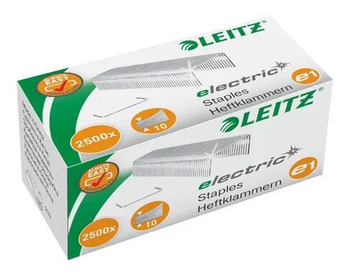 Compare Leitz No. 10 E1 Electric Staples, Box of 2500 with Rexel Omnipress Staples, Capacity 30 Sheets