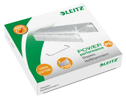 Compare Leitz Power Performance P6 Staples 5579 24/15xl, Box of 1000 with Rexel Omnipress Staples, Capacity 30 Sheets