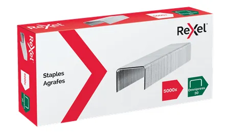 Compare Rexel Staples No. 66/8, Pack of 5000 with Rexel Omnipress Staples, Capacity 30 Sheets
