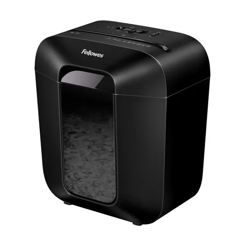 Image Fellowes LX25 LX Series 6-Sheet Cross-Cut Paper Shredder with 11.5L Bin, P4 High Security, Black