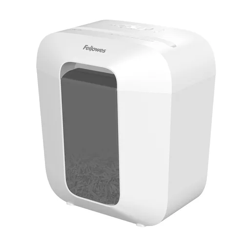 Image Fellowes LX25 LX Series 6-Sheet Cross-Cut Paper Shredder with 11.5L Bin, P4 High Security, White