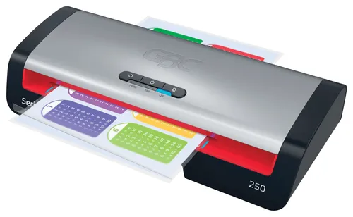 Compare GBC 240HS Home Office A3 Laminator with GBC 250 Hot Laminator - 500 mm/min, Black, Grey, Red