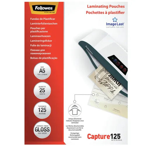 Fellowes ImageLast A5 Laminating Pouch 125 Micron, 25 Pack