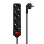 AISENS A154-0650 Power Strip - 4 AC Outlets, 1.5m Cable, Illuminated Switch, Child Lock, 2500W Max Input