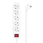 AISENS A154-0651 Power Strip, 4 AC Outlets, 1.5m Cable, Schuko Plug, 250V AC Input, 3500W Max Input, Child Lock, White