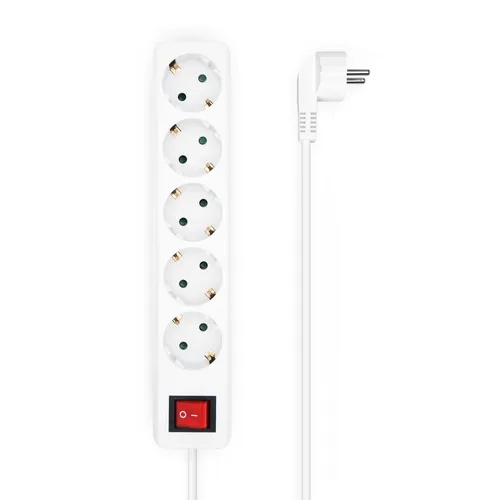 Image AISENS A154-0651 Power Strip, 4 AC Outlets, 1.5m Cable, Schuko Plug, 250V AC Input, 3500W Max Input, Child Lock, White