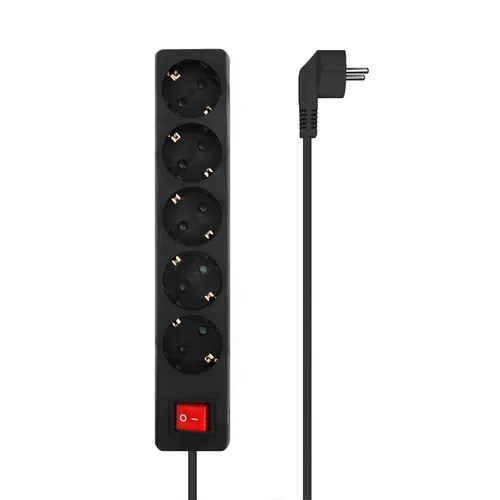 Image AISENS A154-0652 Power Strip, 3 AC Outlets, 1.5m Cable, Schuko Plug, Illuminated On/Off Switch, Child Lock, 250V AC Input, 3500W Max Input, White