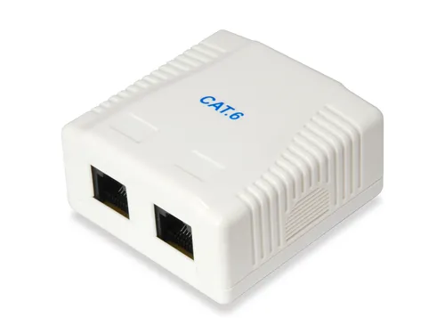 Image Equip Cat.6 2-Port Surface Mount Box, Plastic, White