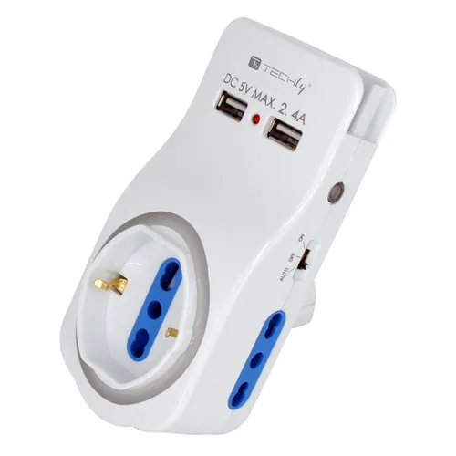 Image Techly IUPS-PCP-LIGHT-USB Universal Plug Adapter with USB Charging