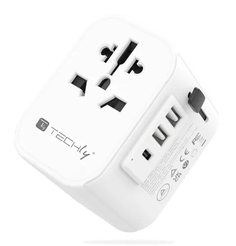 Techly I-TRAVEL-11TYWH Universal Travel Power Plug Adapter White