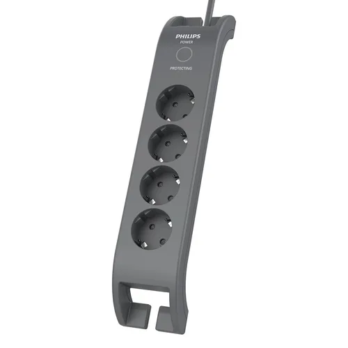 Image Philips SPN3140A/62 Surge Protector, 4 AC Outlets, 230V, 1.5m Cable, Grey