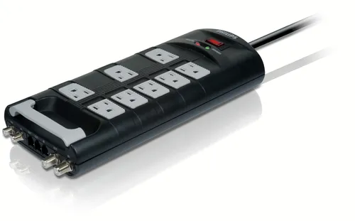 Image Philips SPP3221WA Surge Protector, 8 Outlets, 2600 Joules, EMI/RFI Filtration