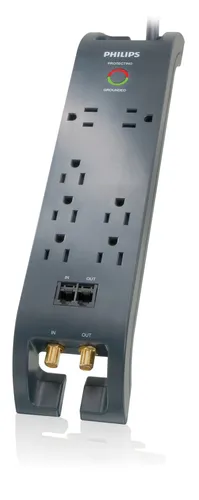 Compare Philips SPP4075B/17 4-Outlet Surge Protector with 750 Joules Protection with Philips SPP5127A/17 Surge Protector
