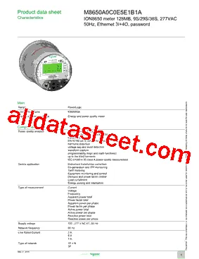 Image Schneider Electric M8650A0C0E5E1B1A Three-Phase Electric Meter