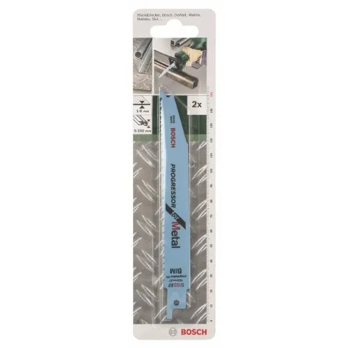 Compare Bosch 2608657403 Tungsten Carbide Sabre Saw Blade, 1 pc with Bosch S 123 XF Progressor Sabre Saw Blades - 200mm, BIM, 1.8-2.6mm Tooth Pitch