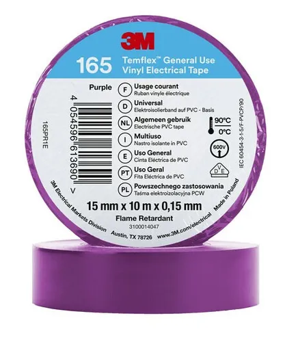 Compare 3M 165PR1E Electrical Tape - 1 inch x 30 ft, Vinyl, 600V, Flame Retardant with 3M 7100238737 Electrical Tape
