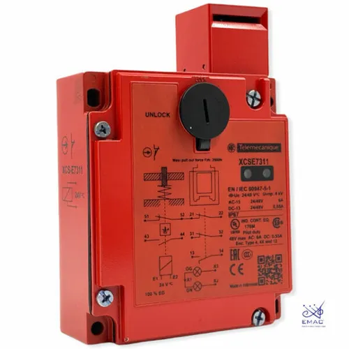 Image Schneider Electric XCSE731127 Safety Switch with Actuator, 1NC/1NC, 24V AC/DC