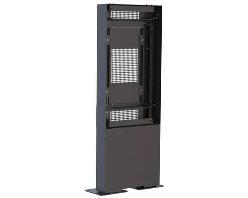 Compare Ergonomic Solutions SpacePole Single Outdoor Display Enclosure with Multibrackets M Pro Series 55" Totem Floorstand Display Enclosure, Covered White