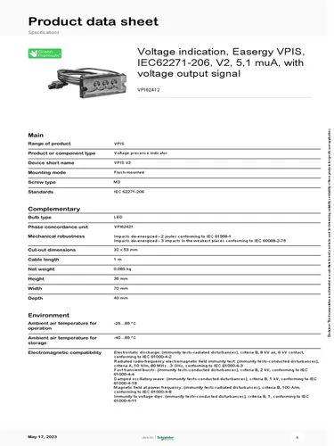 Image Schneider Electric VPI62412 Voltage Detector