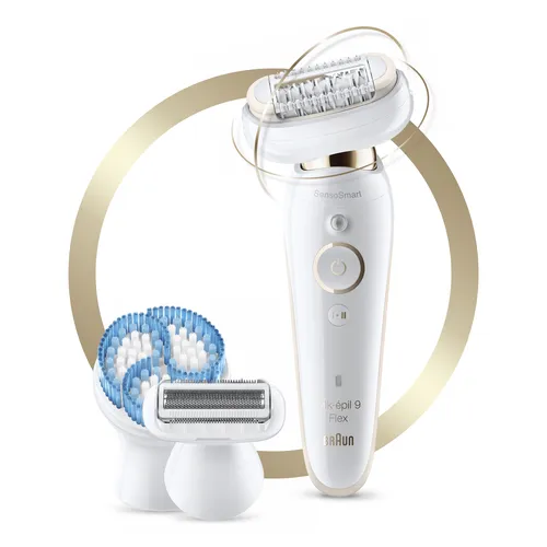 Image Braun Silk-épil 9 Epilator 81688637 - Wet & Dry, 40 Tweezers, 2 Speeds, White/Rose Gold