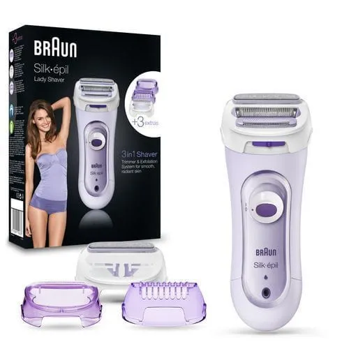 Image Braun Silk-épil 81653272 Women's Shaver System - 4 Heads, Trimmer Attachment, Purple/White