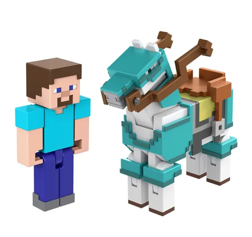 Compare Minecraft Steve and Armored Horse Figures Set - Video Game Collectible with Minecraft Warden Action Figure with Lights, Sounds, and Accessories