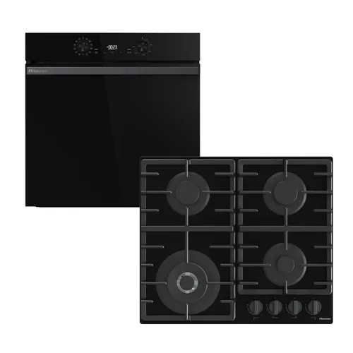 Image Hisense HIPK2PBN60G1 Built-In Electric Single Oven & Gas Hob Pack - Black, A+ Energy Rated