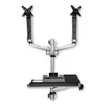 StarTech.com Foldable Articulating Wall Mount Sit-Stand Workstation with Dual Monitor Arm & Keyboard Tray (Up to 2x 30" Monitors)