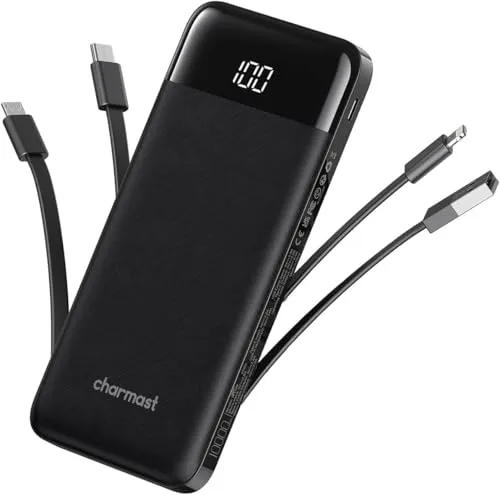 Image Charmast 10000mAh Portable Charger Built-in Cables