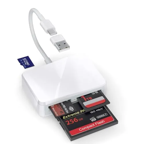 Compare RRSITIAU 4-in-1 USB C SD Card Reader White with LBSC USB-C SD MicroSD Card Reader 2-Slot
