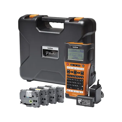 Compare Brother PT-E550WSP label printer Thermal transfer 180 x 360 DPI 30 mm/sec Wired & Wireless HSe/HGe/TZe Wi-Fi QWERTY with Brother PTE110VPYP1